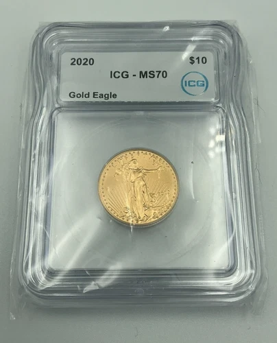 2020 $10 American Gold Eagle 1/4 oz .9999 Gold ICG MS70