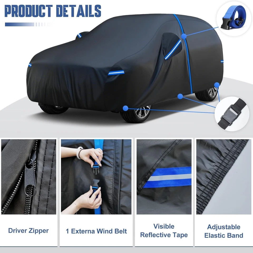 Car Cover Custom Fit for Volkswagen Tiguan All-Weather Full Exterior Door Zipper Foto 3 de 4