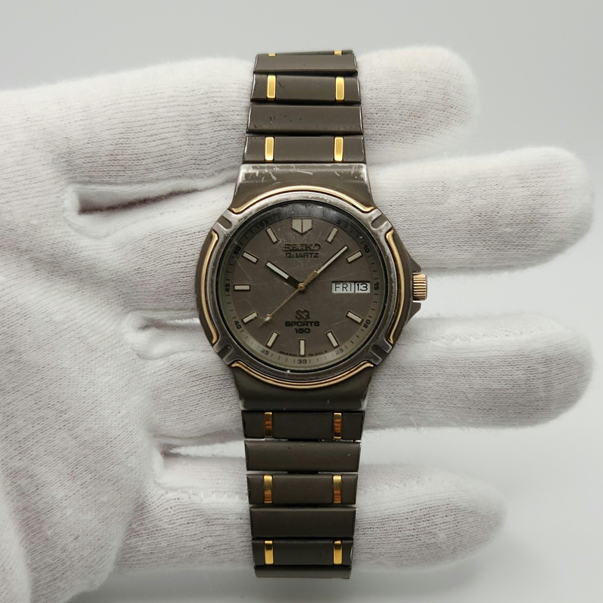 Seiko SQ Sports 150 Vintage Day/Date Quartz Watch 5H23-6219 - READ