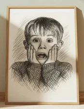 HOME ALONE KEVIN DRAWING PRINT  SKETCH 8" x 10" CHRISTMAS PRINT WALL ART