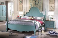 Schlafzimmer Landhaus MöBel 4Tlg. Set Bett 2X Nachttisch Hocker Holz Betten Neu