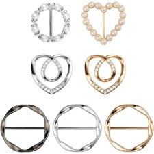 Premium Scarf Ring Clip Set of 7 T-Shirt Clips for Women 4 Sizes Shirt Tie Waist