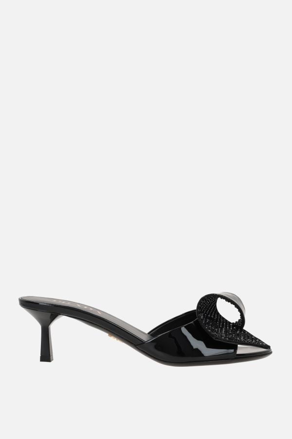 PRADA Black Leather Rhinestone-Embellished Mule Sandals New And Authentic