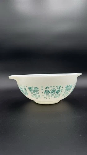 Vintage Pyrex 2.5Qt Mixing Bowl #443 Turquoise Blue Cinderella Amish Butterprint