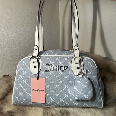 NWT Juicy Couture She s The Moment Satchel - Lt. Denim & White