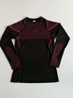 GYMSHARK Onyx 5.0 LONG SLEEVE - Carmine Red Large -NEW - FAST