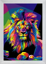 Lion Pop Art Framed Wall Art Poster Canvas Print Picture