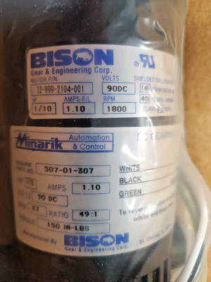 Bison DC Gearmotor 32-999-2104-001 Minarik 507-01-307 90dc 1/10 hp (M1154)