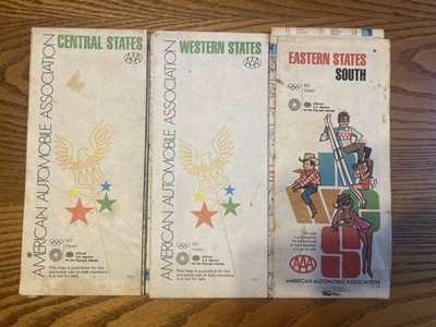 1972 AAA Olympics Central Western Eastern States Vintage Road Map Paper Ephemera