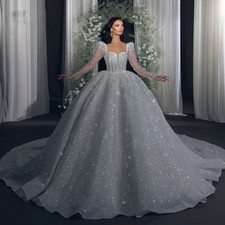 Elegant Ball Ball Wedding Dresses Sequin Lace Sweetheart Long Sleeves Gowns