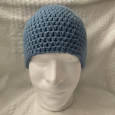 Handmade Crochet L Adult Blue Beanie