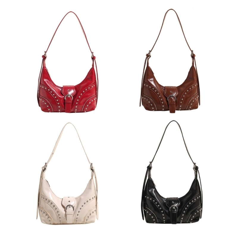 PU Leather Studded Women Shoulder Crossbody Armpit Bag