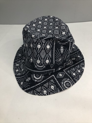 Huf BANDANA BUCKET Navy White All Over Logo Print Bucket Men's Hat L/XL - Picture 3 of 6