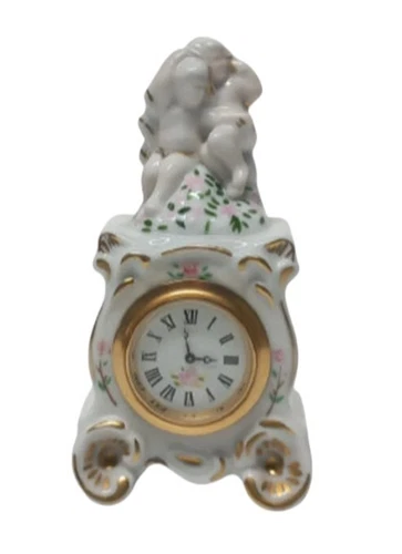 1986 Franklin Mint Louis V Cartel Clock - Miniature - Porcelain
