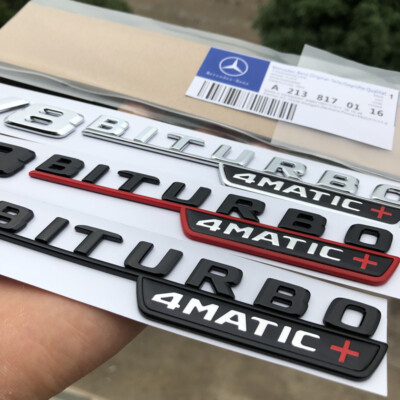 2-Pack Black V8 Biturbo 4MATIC+ Fender Emblem Badges – Side Decals For Mercedes