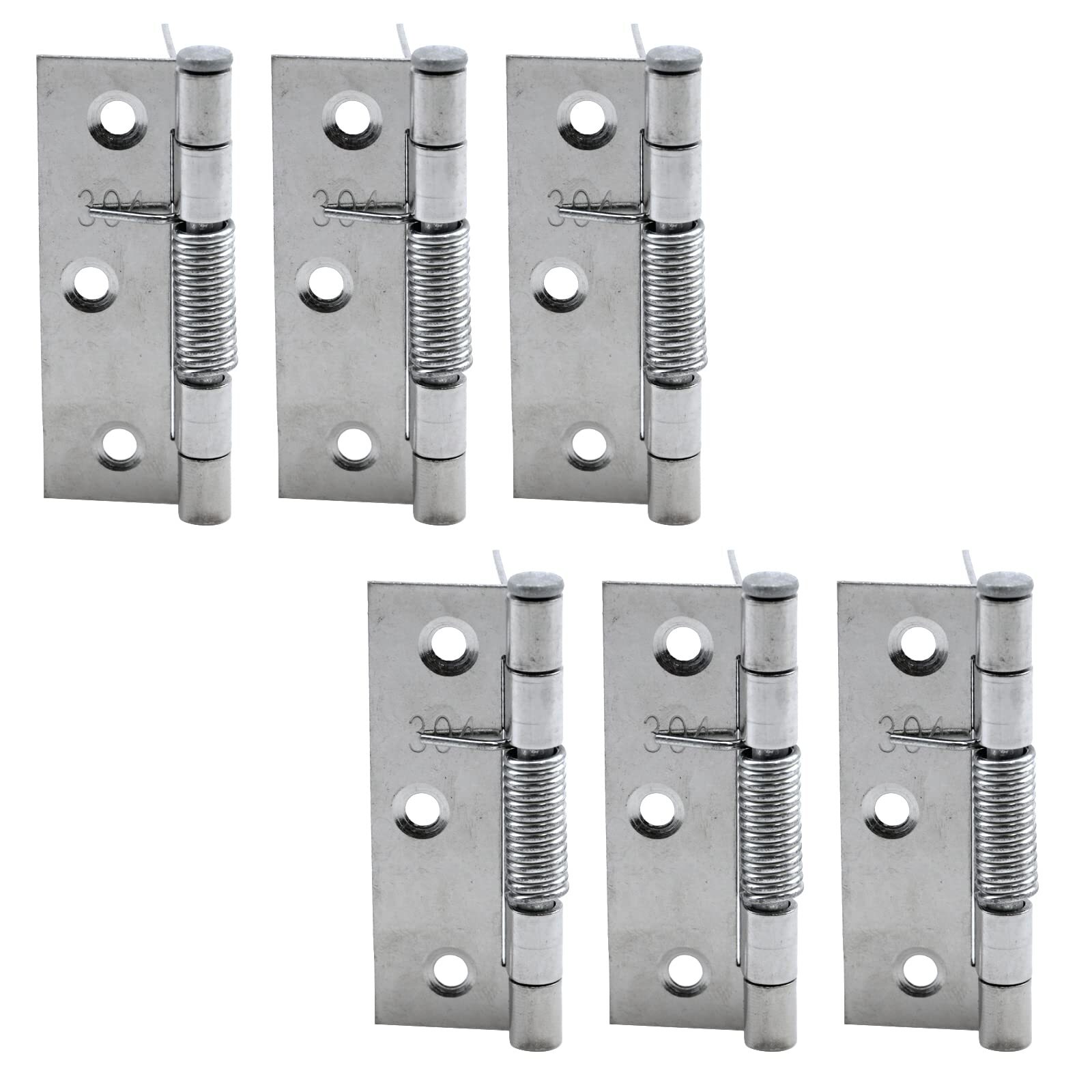 6-Pack Self-Closing 2.68 Inch Stainless Steel Spring Hinges for Smooth Operation