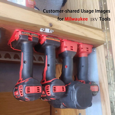 5 Packs Tool Holder Dock For DeWalt & Milwaukee Drills - Wall Mount Organizer For 12V/18V/20V Power Tools (Black)