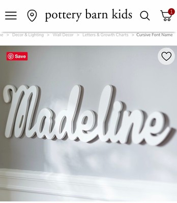 Pottery Barn Kids White Wooden Cursive Letter Name Madeline Ebay