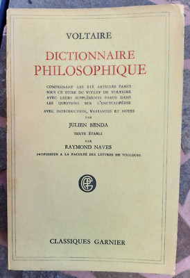 VOLTAIRE - PHILOSOPHISCHES DICTIONNAIRE (CLASSIQUES GARNIER 1954) FRANZÖSISCHE AUSGABE