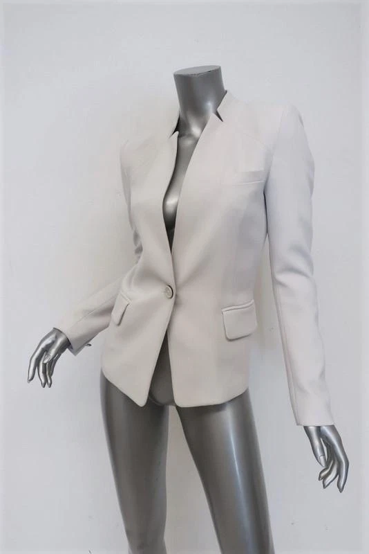 Blazer Barbara Bui Blanco Crepé Talla 36/Chaqueta Extra Pequeña Sin Cuello Un Botón Foto 4 de 4