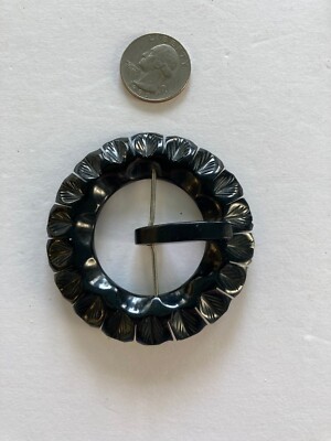 VTG BAKELITE Black Deep Carved Belt Buckle Vintage Carved Black Bakelite Belt Buckle. - Etsy main image 3