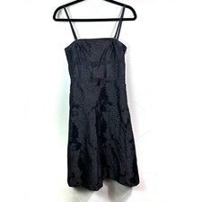 Ann Taylor Dark Gray Silk Damask Fit Flare Dress 0 Formal Wedding