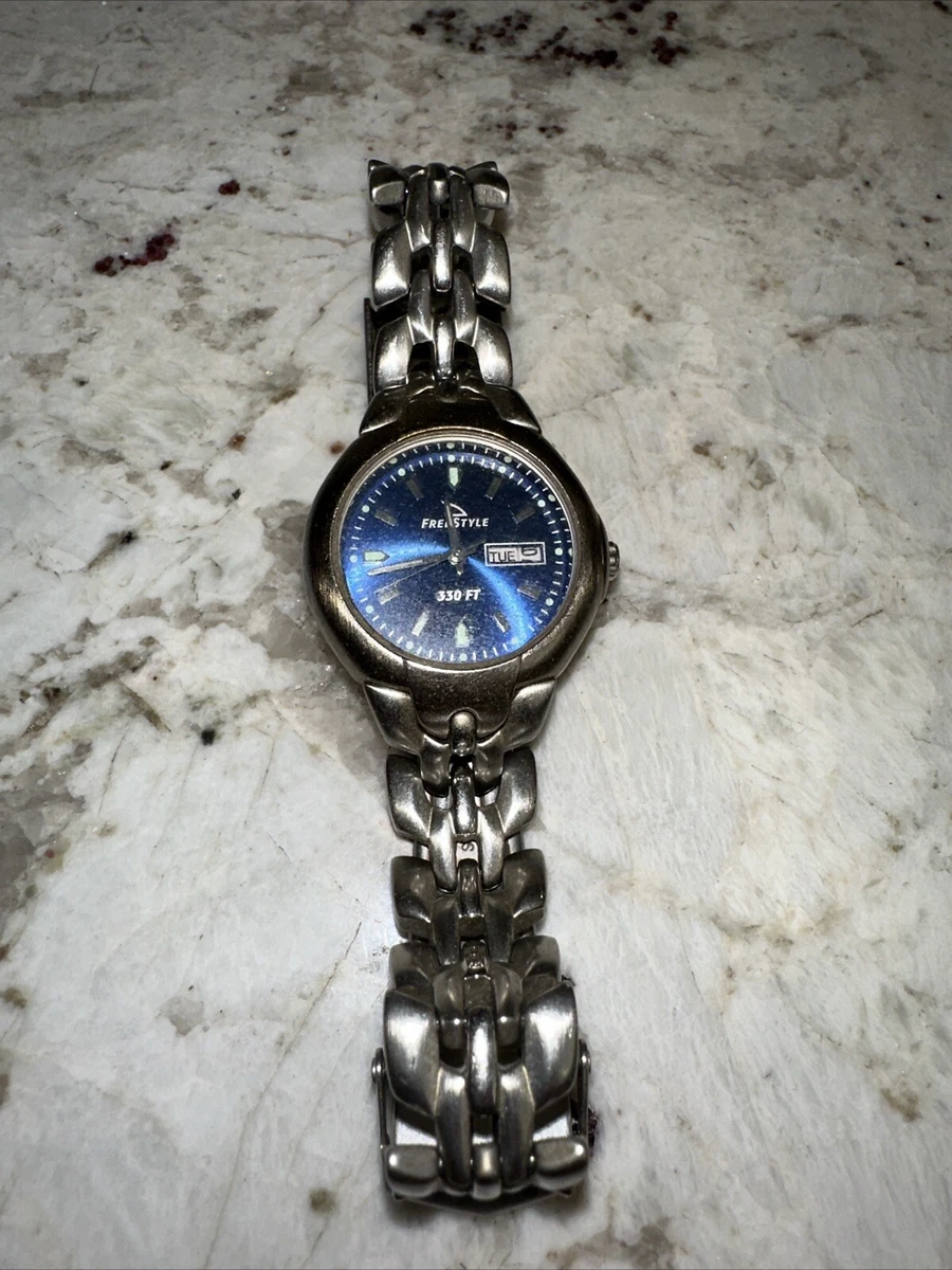Working Freestyle 28mm Blue Dial Diver Ladies‎ Quartz Watch New Battery Steel Working Freestyle 28mm Blue Dial Diver Ladies Quartz Watch  main image 4