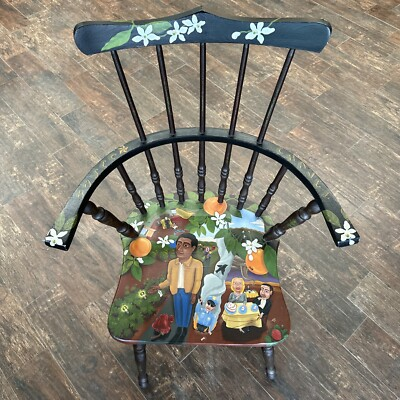 #ad Signed David Gurney Rare Antique Chair Painting Of Cesar Chavez Bakersfield Yuma $2250.00