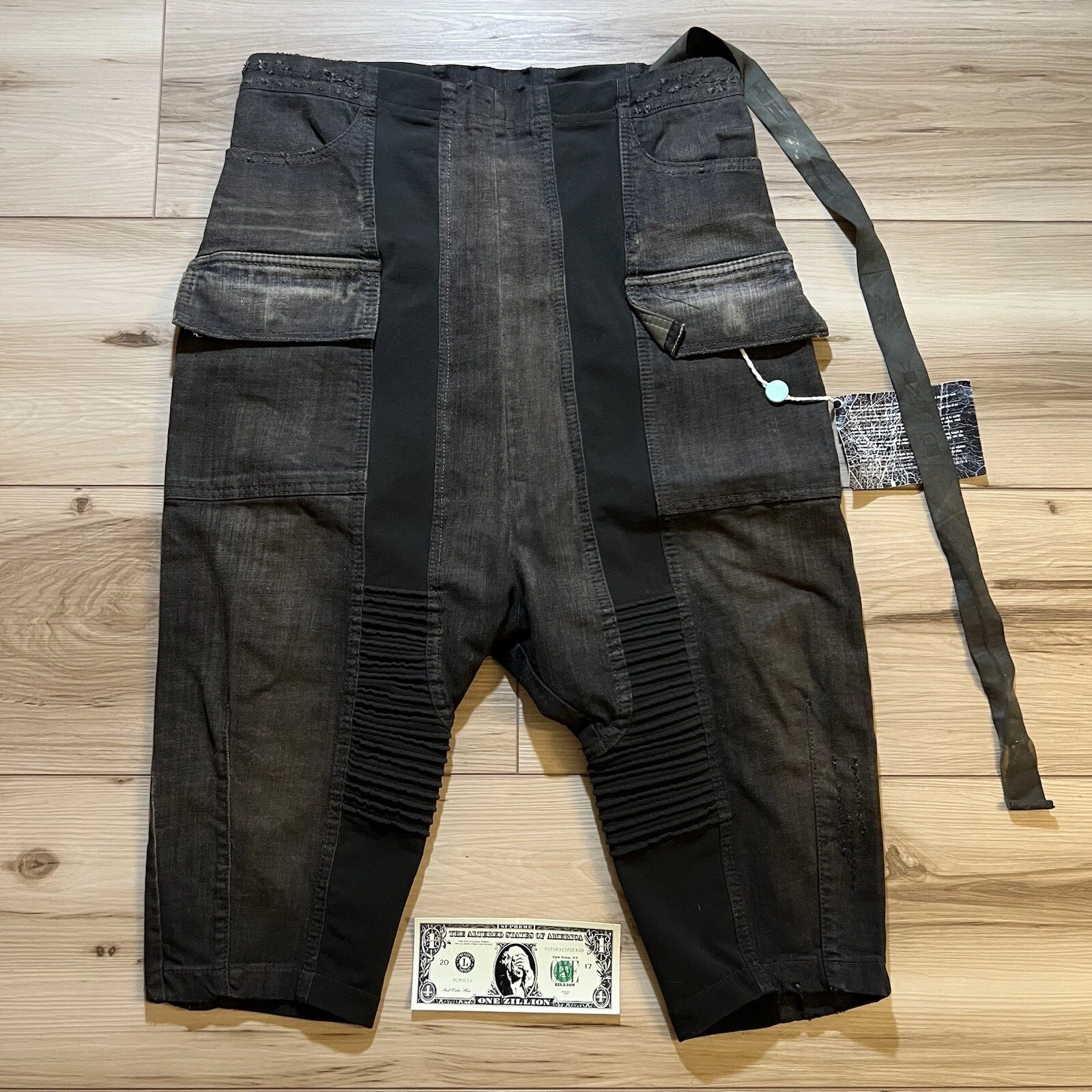 Rick Owens Drkshdw Uomo unisex marrone cerata moto tagliato L 32 Olmar Mirta