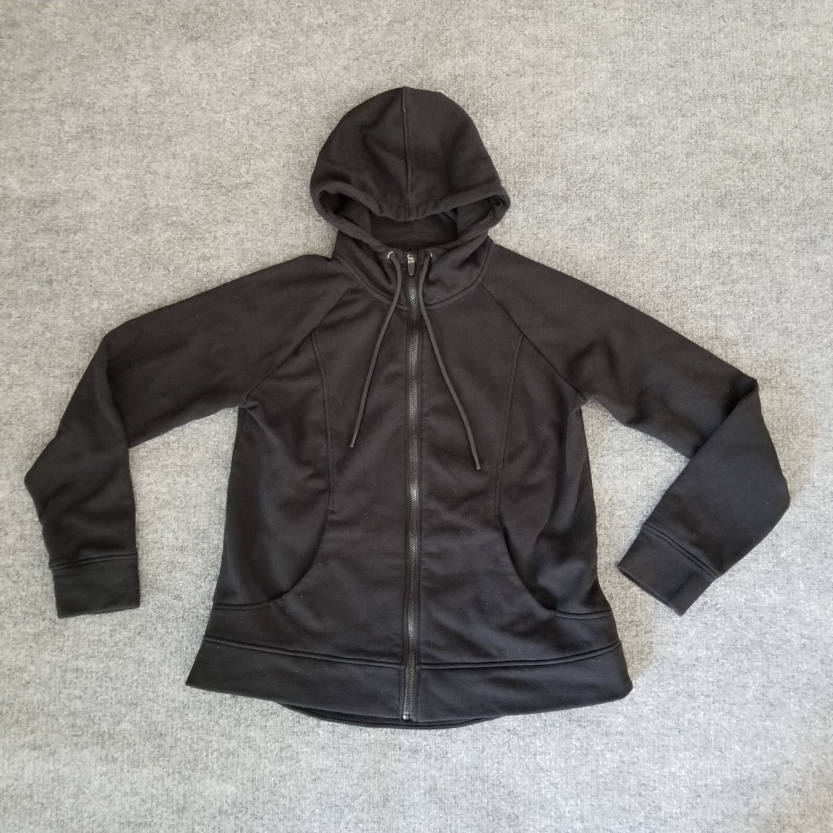 Xersion Women Hooded Sweatshirt L Black Hoodie Athleisure Fleece Stretch  Zip Up*