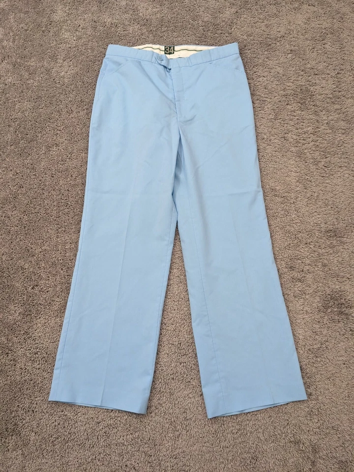 Vintage IZOD Club Pants Women's 34 Light Blue Wide Leg Golf Casual Office - Image 2 of 4