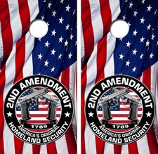 2nd Amendment Themed Barnwood Cornhole Board Wraps FREE LAMINATION 3420