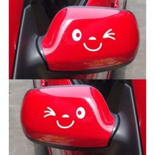 White Fun Car Wing Mirror Smiling Face Winking Sticker,decal,Gift Idea D1