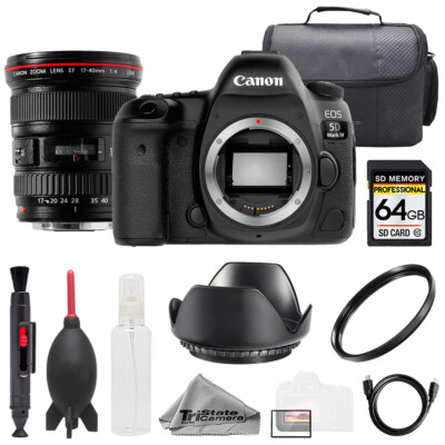 Canon EOS 5D IV + EF 17-40mm f/4L USM Lens +64GB+ UV Filter- Basic Kit
