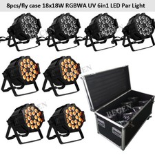 BECEN Stage Lighting LED PAR Light 18x18W RGBWA UV 6in1 Led Par 8pcs Flight Case