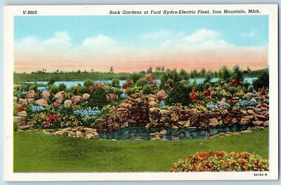 #ad c1920#x27;s Rock Gardens Ford Hydro Electric Plant Iron Mountain Michigan Postcard $9.72