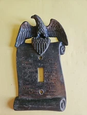 Vintage American Eagle Freedom Thomas Jefferson Brass Single Light Switch Cover