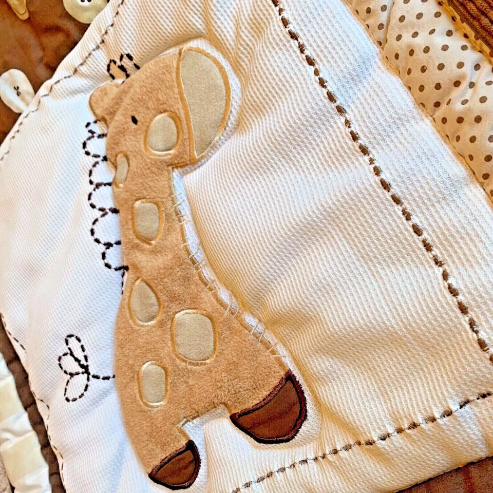Детское одеяло-одеяло Tiddliwinks желтовато-коричневое кремовое коричневое жираф медведь лошадь - Изображение 3 из 4
