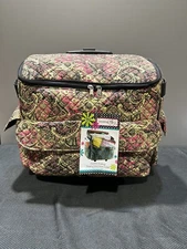 Rolling Tote Sewing Machine Wheeled Carrier Storage Bag Case Quilted Pink Flower