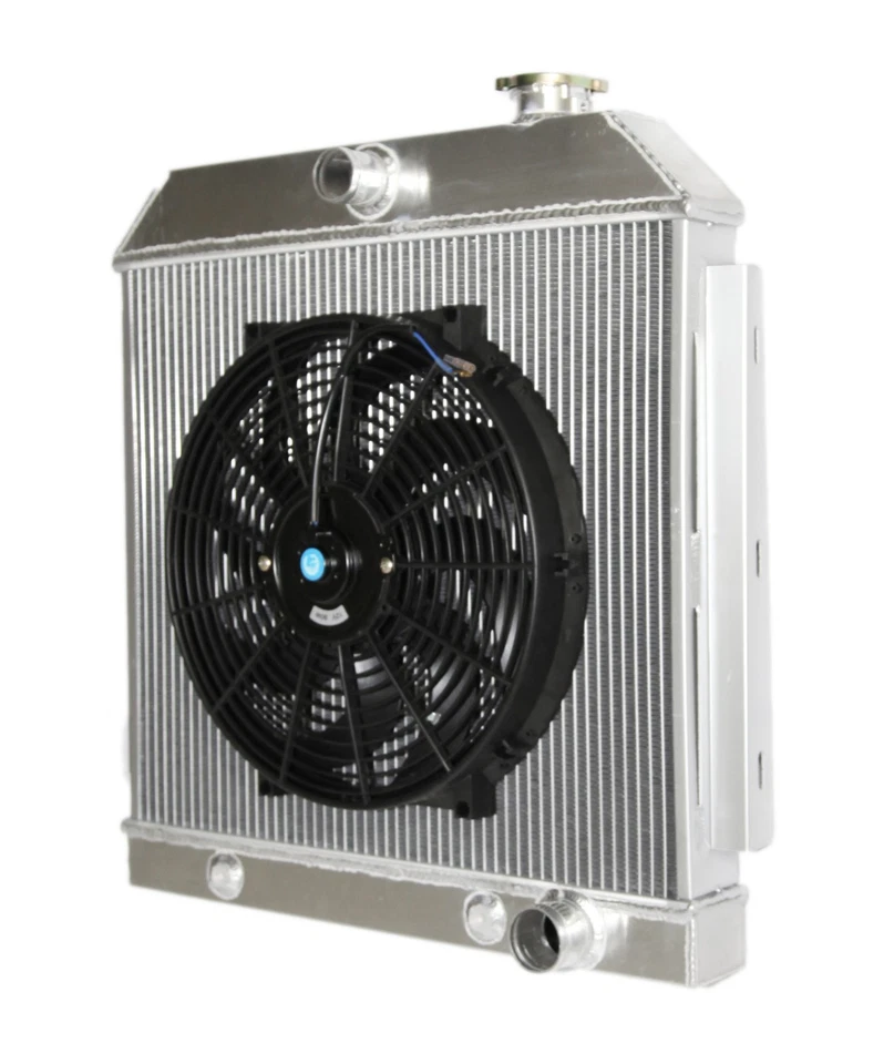 Radiador de rendimiento de 3 núcleos + ventilador de 14" para Chevy Bel Air/Nomad/150/250 MT V8 55-57 Foto 3 de 4