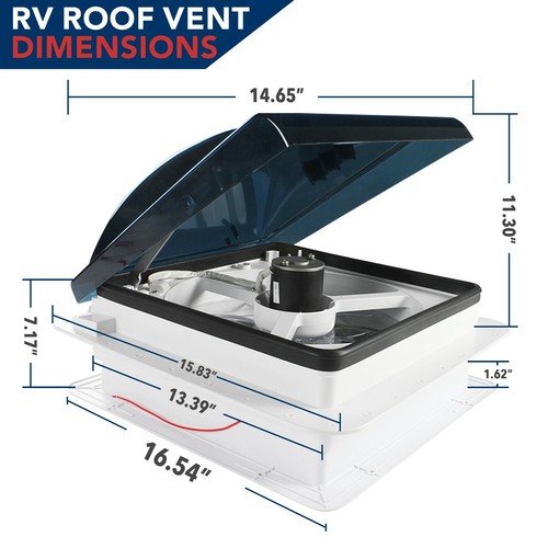 RV Trailer Roof Vent Fan COMPLETE UNIT Multi Speed 12 Volt Manual Knob Riser LCW - Picture 2 of 12