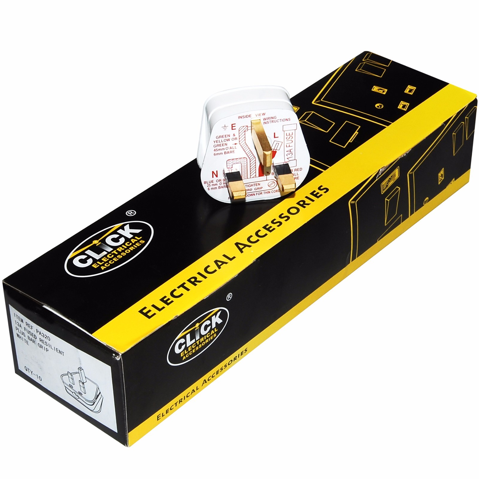 Box of 10 - UK 13A 13 Amp Fused White Mains Household Electrical Plug  PA320