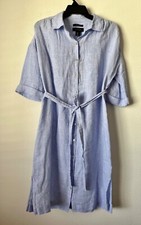 NWT Linen TAHARI Elbow Sleeve Button Front Lightweight Shirt Dress Sz S and L