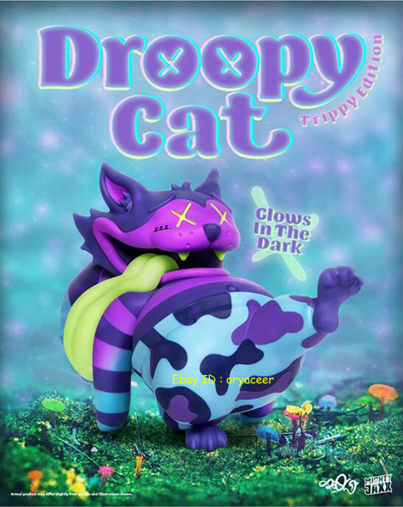 Mighty Jaxx Droopy Cat Purple Version Statue Figure Model In Stock