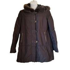 Duck Sport New York L Rabbit Lined Fox Trim Winter Parka Coat