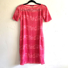 FX Missiony women's short sleeve lace dress lined pink size 42 READ