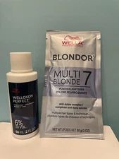 Wella Blondor Multi Blonde 7 Powder Lightener & 20 Volume Developer New (Small)
