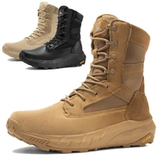 Mens Military Boots Tactical Boots 8 inches Hiking Side Zipper Combat Boots