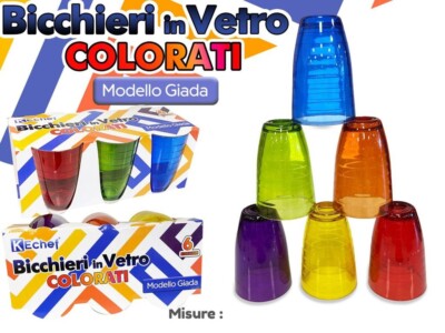 Service Set 6-teilig bunte Glasgläser Getränke Wasser Mod. jade dfh
