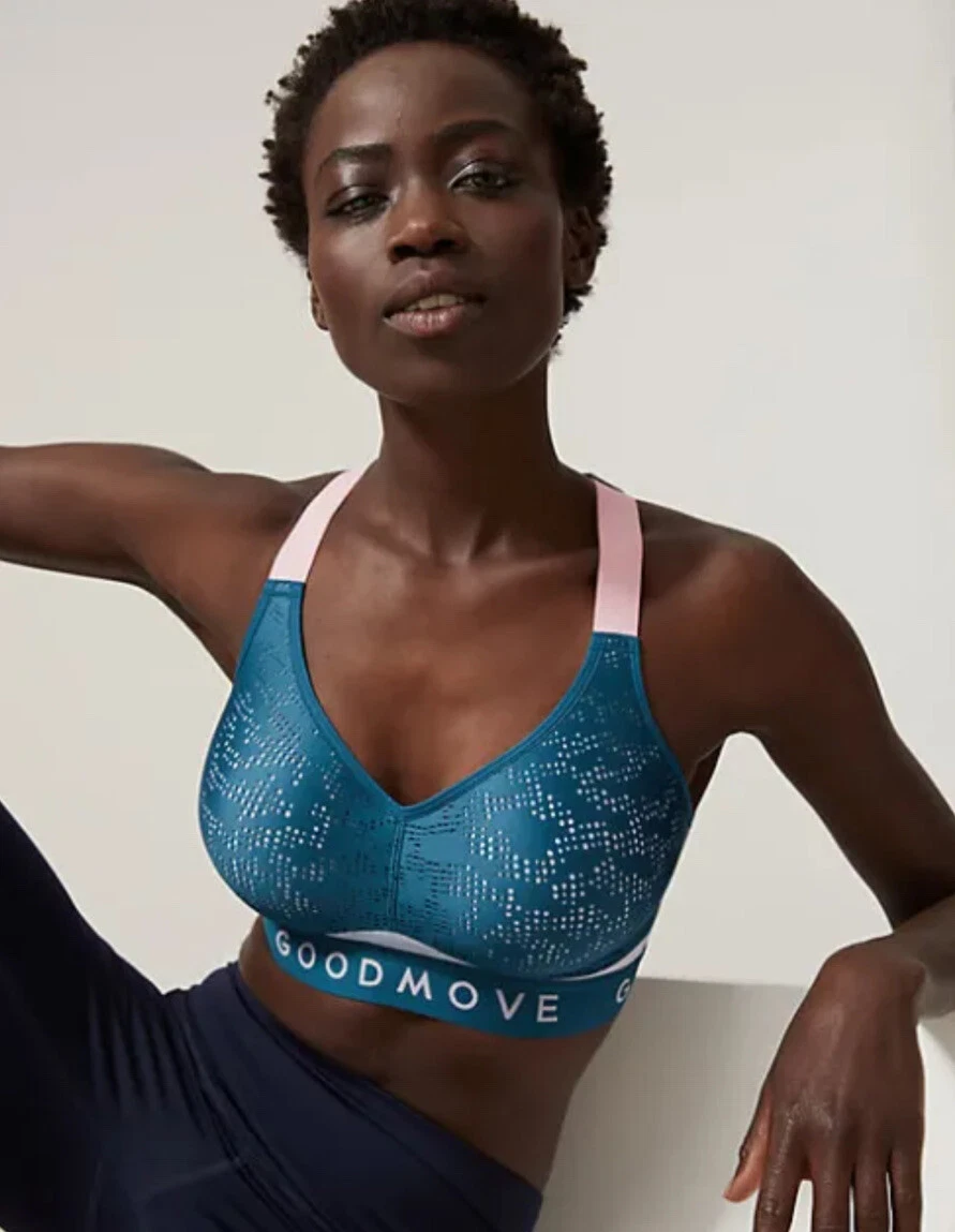 New GOODMOVE Dark Kingfisher Freedom To Move High Impact Sports Bra Size  42C